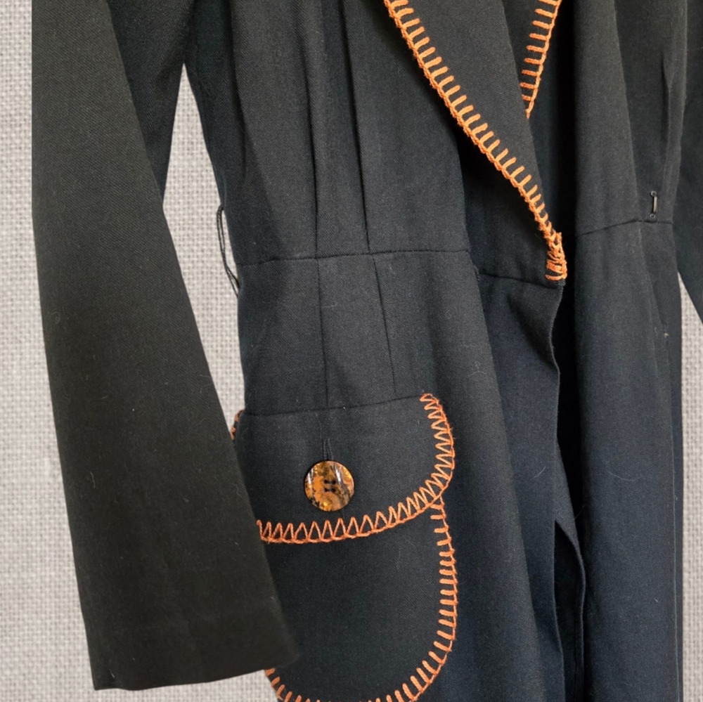 Vintage Black Wrap Maxi Dress 80s New Old Stock Elegant Glamour Witchy Sz 6 - Picture 3 of 12